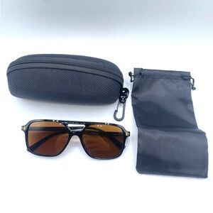 Womens Retro Style Aviator Sunglasses Tinted Lens with Protective Carry Case